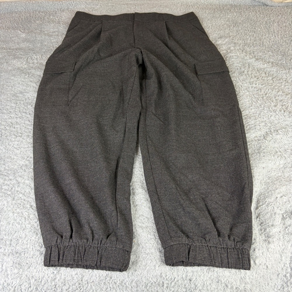 A New Day Brown Plaid Cargo Jogger Pants Size 16 Glen Check High Rise Pleated